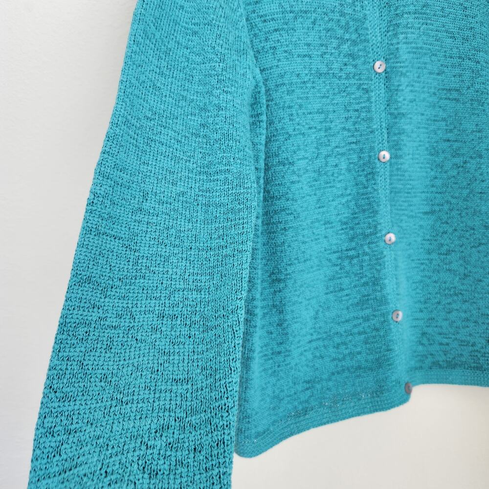 Vintage 80s 90s Pendleton Blue Open Knit Button Front Cardigan Sweater S - Picture 5 of 9